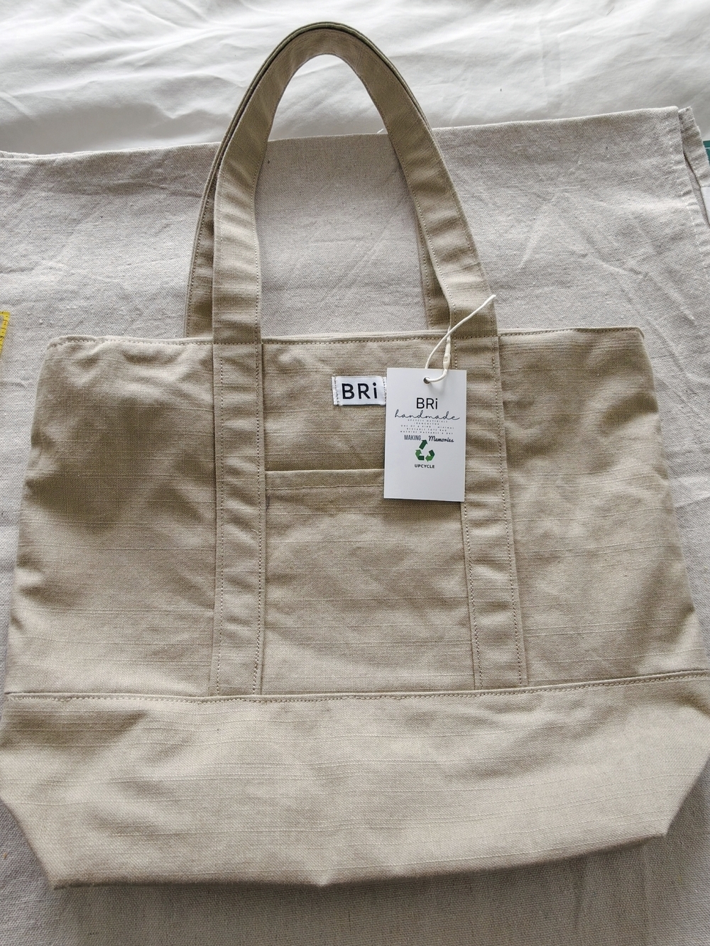 BRi Handmade Beige Canvas Tote Bag